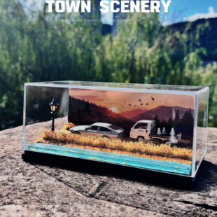 64比例 72比例车模场景 发光场景 DIY 桌面摆件 溪水金秋稻田模型