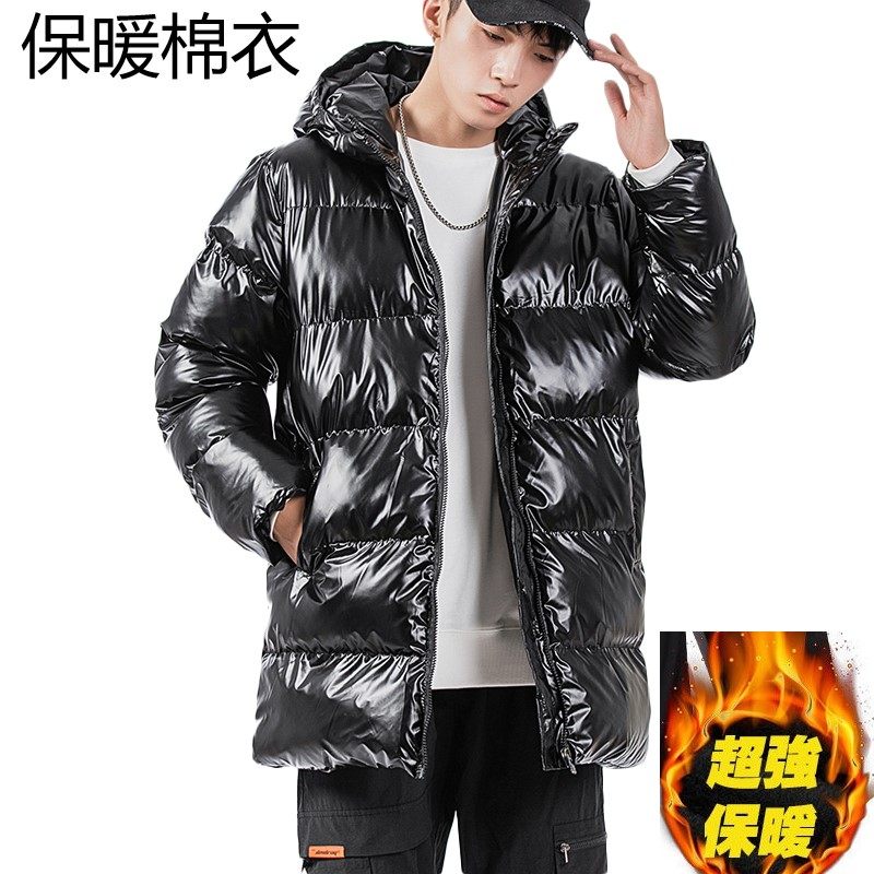 冬季新款韩版连帽防寒羽绒棉服衣中长款亮面保暖外套潮,男装棉衣,星座1804