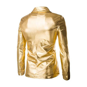 亮皮西装男士外套春秋大码亮皮夹克男士舞蹈西服图片