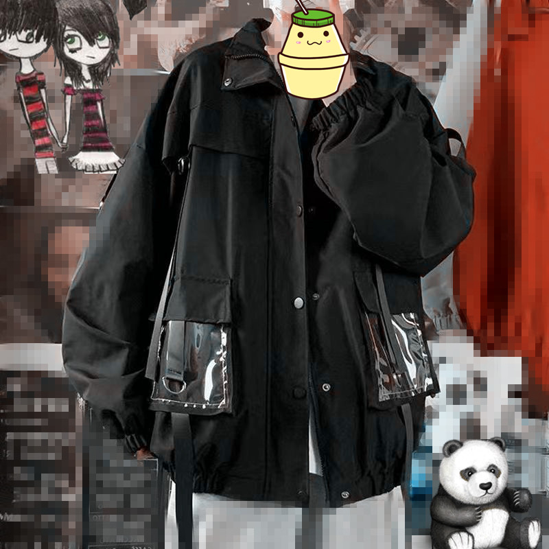 春秋季工装外套男潮牌复古港风夹克宽松嘻哈情侣款衣服JK66，男装夹克，星座1804