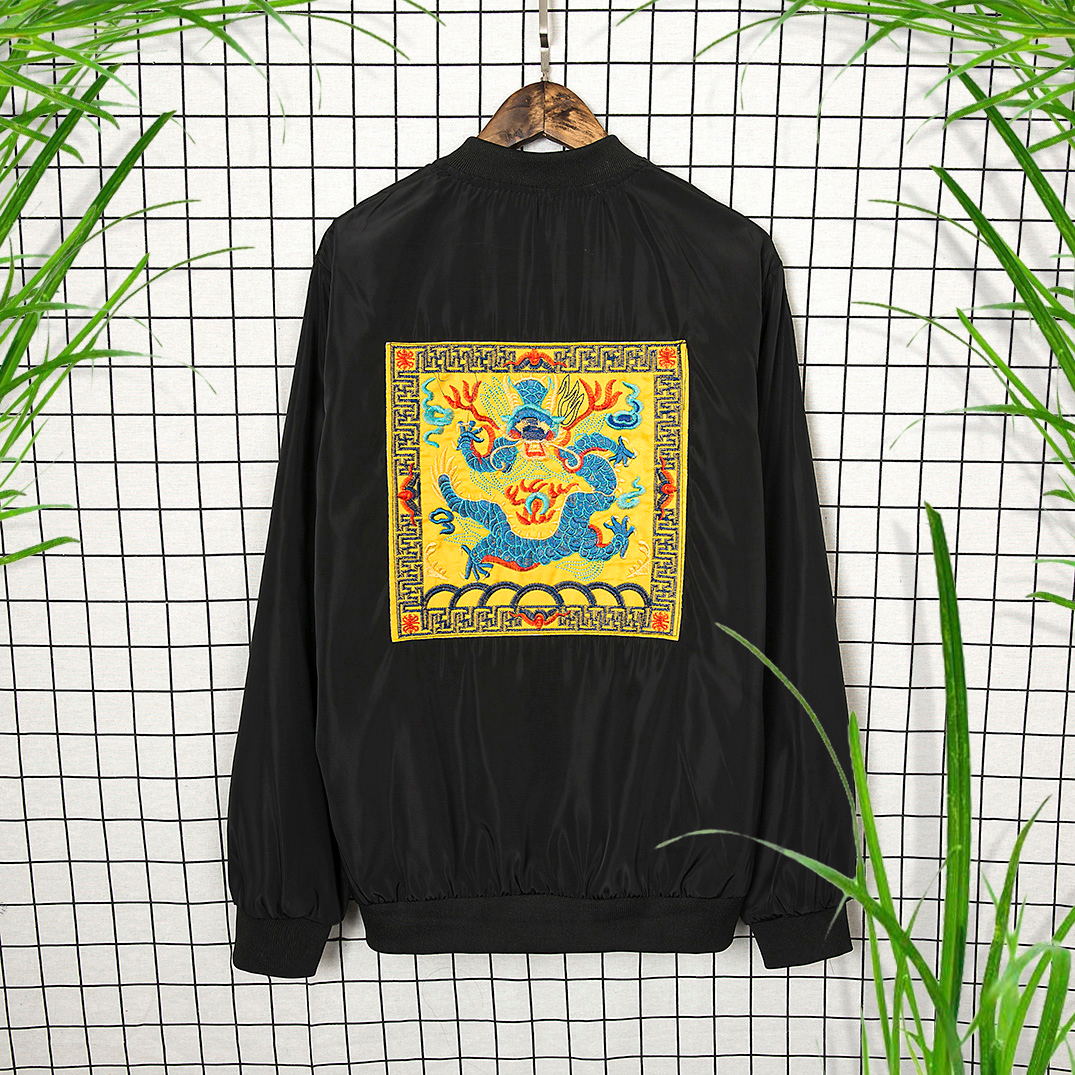 2025年秋夏季新款刺绣龙袍方龙流行青少年薄款夹克男户外运动套，男装夹克，星座1804