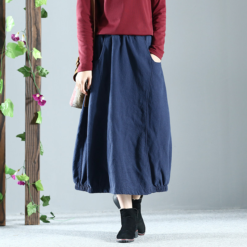 2019春裝新款棉麻半身裙女純色休閑複古簡約中長款裙寬松花包女裙在類目 女裝/女士精品, 半身裙中 - 來自Buy2taobao.com提供專業的淘寶代購服務