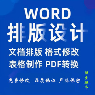Word排版美化文档编辑WPS文字录入Excel图片PDF表格式转换代制作