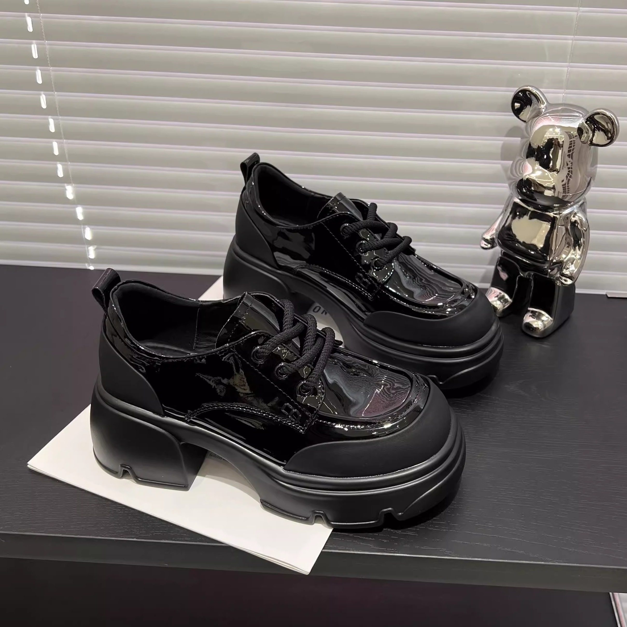 悦薇高品质女鞋新款韩版漆皮厚底乐福鞋百搭休闲英伦风增高小皮鞋,女鞋,乐福鞋（豆豆鞋）,淘宝优惠券,粉丝福利购,淘宝优惠卷