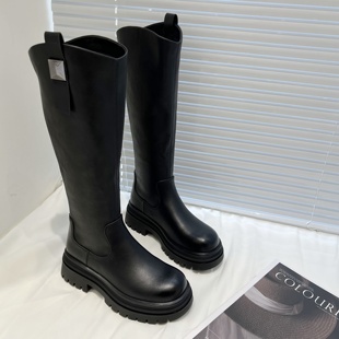 悦薇高品质女鞋女靴新款厚底长筒靴加绒高筒骑士靴小个子增高长靴