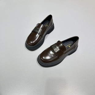 圆头粗跟舒适小皮鞋 百搭单鞋 平底英伦风黑色乐福鞋 悦薇高品质女鞋