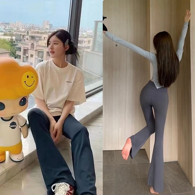 lulu同款喇叭裤女外穿运动健身高腰2025瑜伽裤提臀微喇长裤Groove