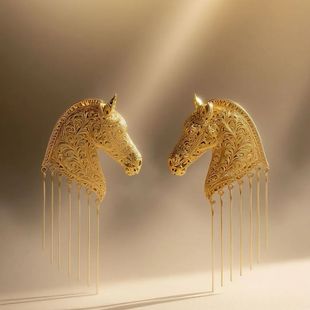 耳钉耳夹马年巴洛克流苏战马小众个性质感时尚复古大气动物马饰品