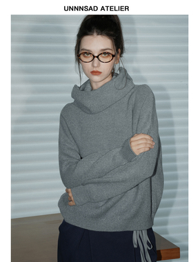 UNNNSAD Officesiren 秋冬慵懒高级感格雷系堆堆领高领套头毛衣