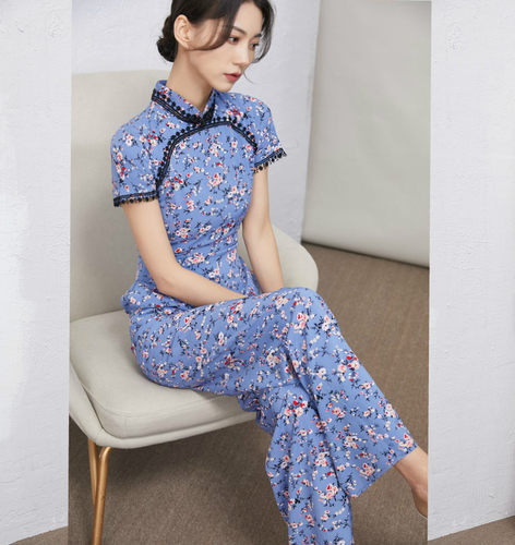 印花连体裤女夏气质连衣裤女神范