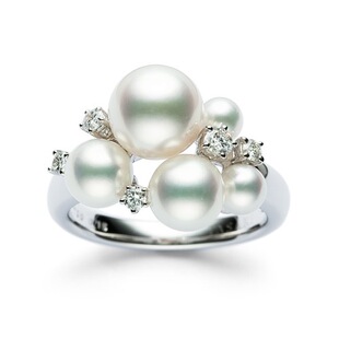 代购TASAKI田崎 塔思琦akoya珍珠 镶钻*立体感 18k白金/黄金 戒指