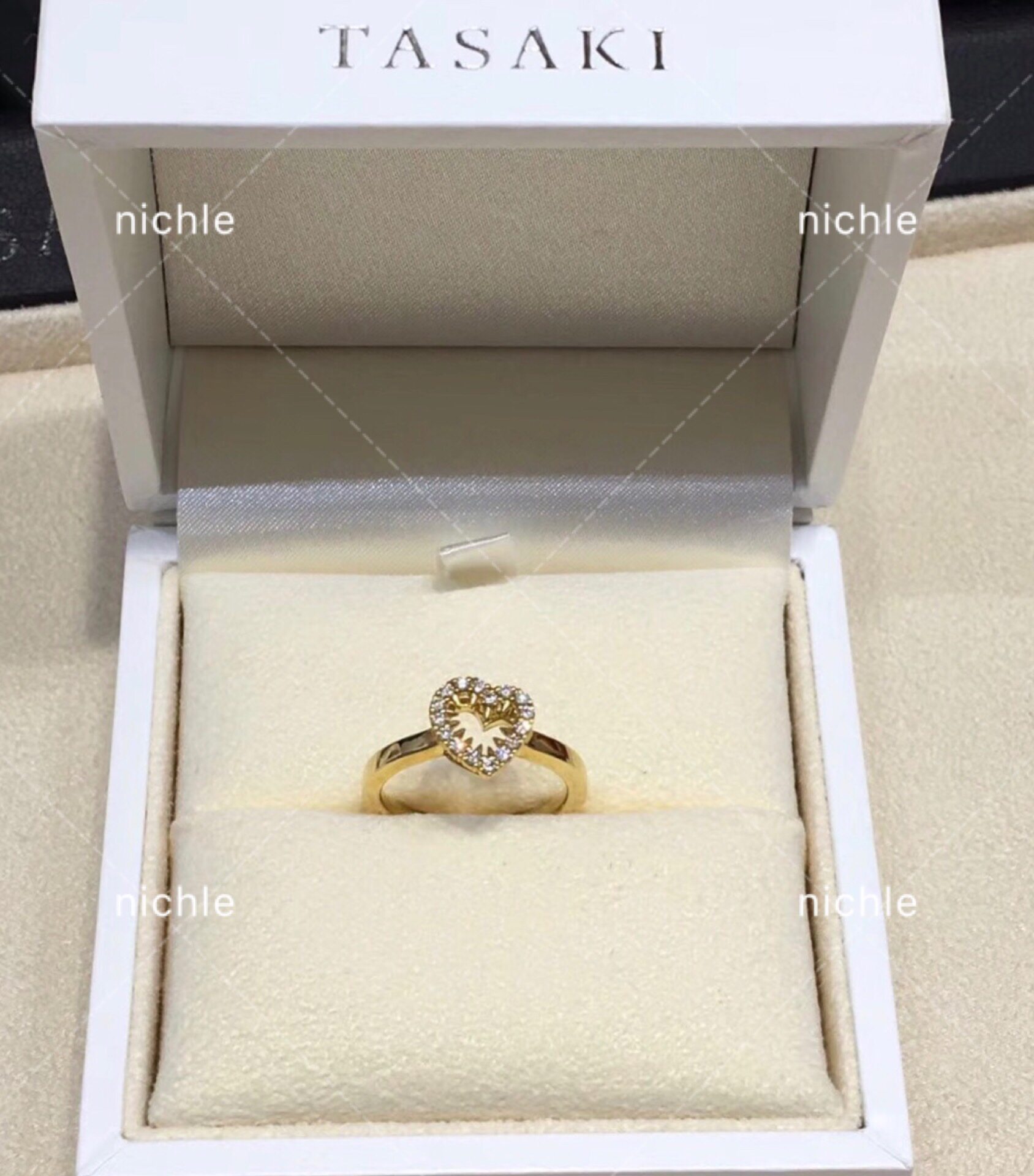 代购 tasaki 田崎&塔思琦 18k黄金/白金 危险  爱心 钻石 戒指
