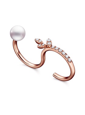 代购TASAKI田崎&塔思琦kugel double akoya珍珠18K金 钻石 戒指