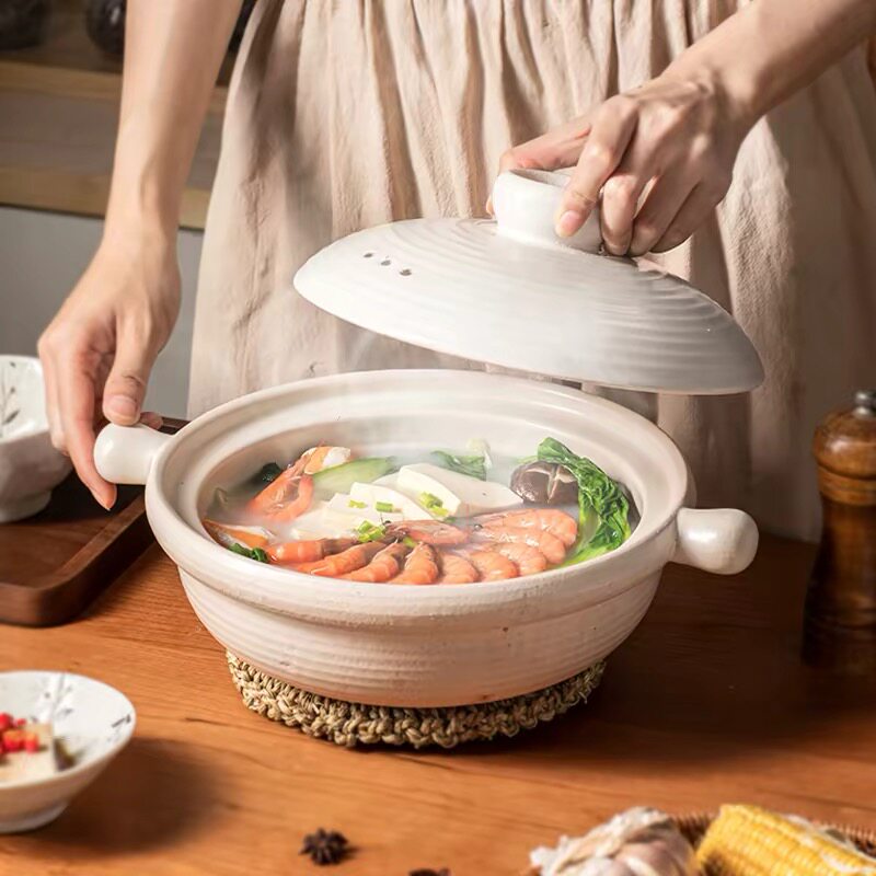 万土烧圆满陶土砂锅家用陶瓷炖锅干锅锅具煲仔饭酒店餐具明火