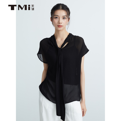 天谜黑色无袖轻薄透气小衫