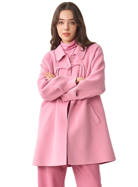天谜绵羊毛中长淑女中式大衣