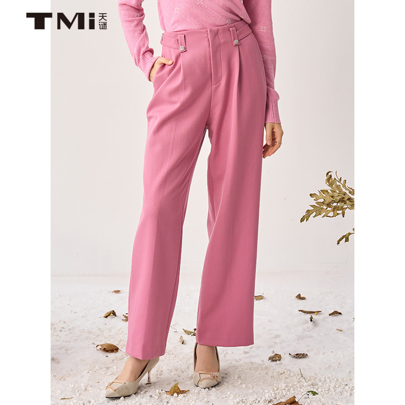 天谜直筒裤时尚复古多巴胺优雅阔腿裤2023冬季女装TMi234170,女装/女士精品,休闲裤,淘宝优惠券,粉丝福利购,淘宝优惠卷
