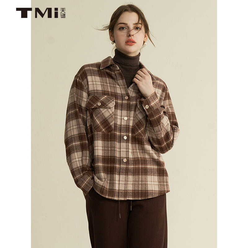 格纹时尚复古长袖衬衫