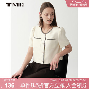 新品 TMi 天谜23夏季 女232105 专柜同款 小香风复古淑女圆领小衫