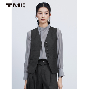 天谜老钱风马甲挺括面料高智穿搭2025秋季女装新品TMi253004