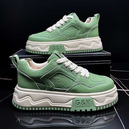 软底板鞋男款2025秋冬新款小白鞋增高厚底男鞋潮流百搭男士休闲鞋