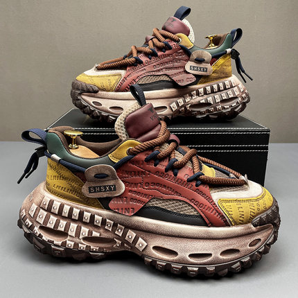 软底老爹鞋男款秋冬季加绒保暖棉鞋增高轮胎鞋痞帅男鞋休闲运动鞋