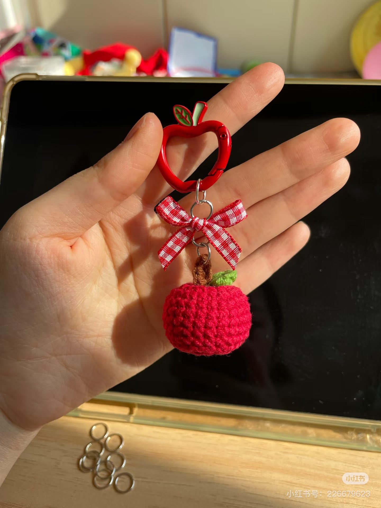 圣诞苹果kt手工编织包挂件创意手机钥匙扣圣诞节日礼物diy材料包