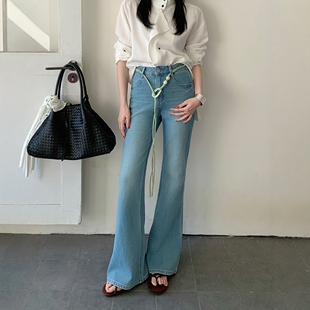 BEKISS贝斯7805直筒微喇牛仔裤女2026早春新款喇叭裤高腰拖地裤子