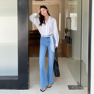 MING GOOD超模显瘦微喇牛仔裤女2025年春季新款拖地喇叭裤子F8011