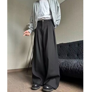 2026新款休闲裤男夏季高级感宽松阔腿裤直筒垂感设计百搭拖地长裤
