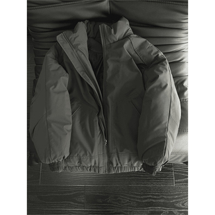 深灰色美式立领棉服男冬季加厚短款飞行员夹克外套工装面包服棉衣