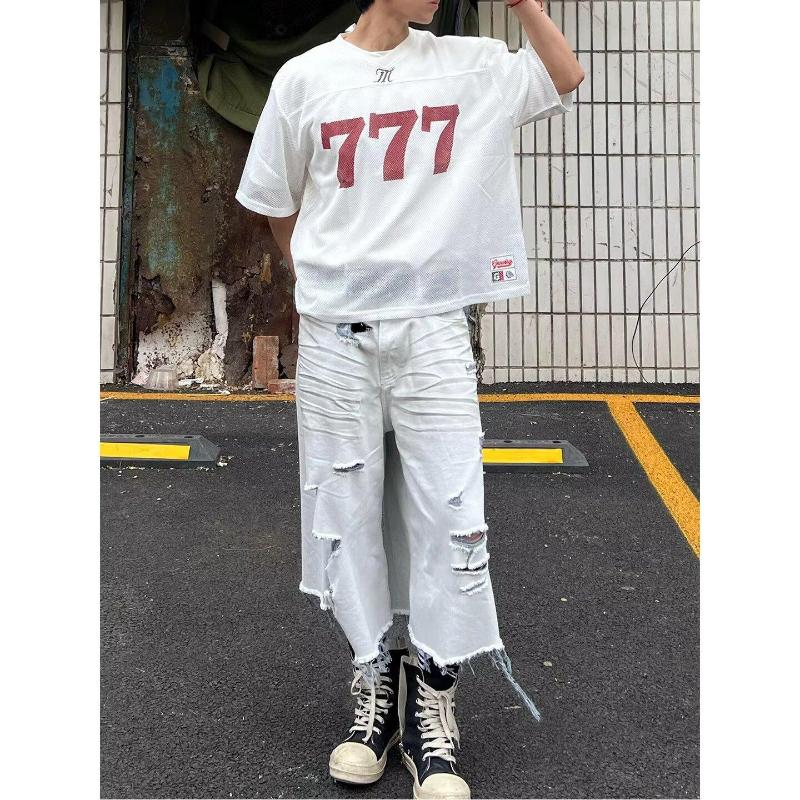 多巴胺数字印花运动球服女男夏季网格透气短袖T恤宽松轻薄V领罩衫