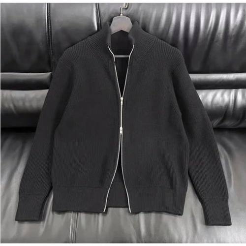 针织开衫冬季立领双拉链毛衣外套