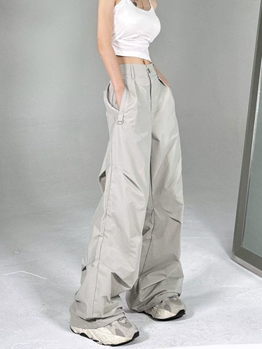 Дизайнерские осенние демисезонные штаны для отдыха подходит для мужчин и женщин, в американском стиле, тренд сезона, свободный прямой крой