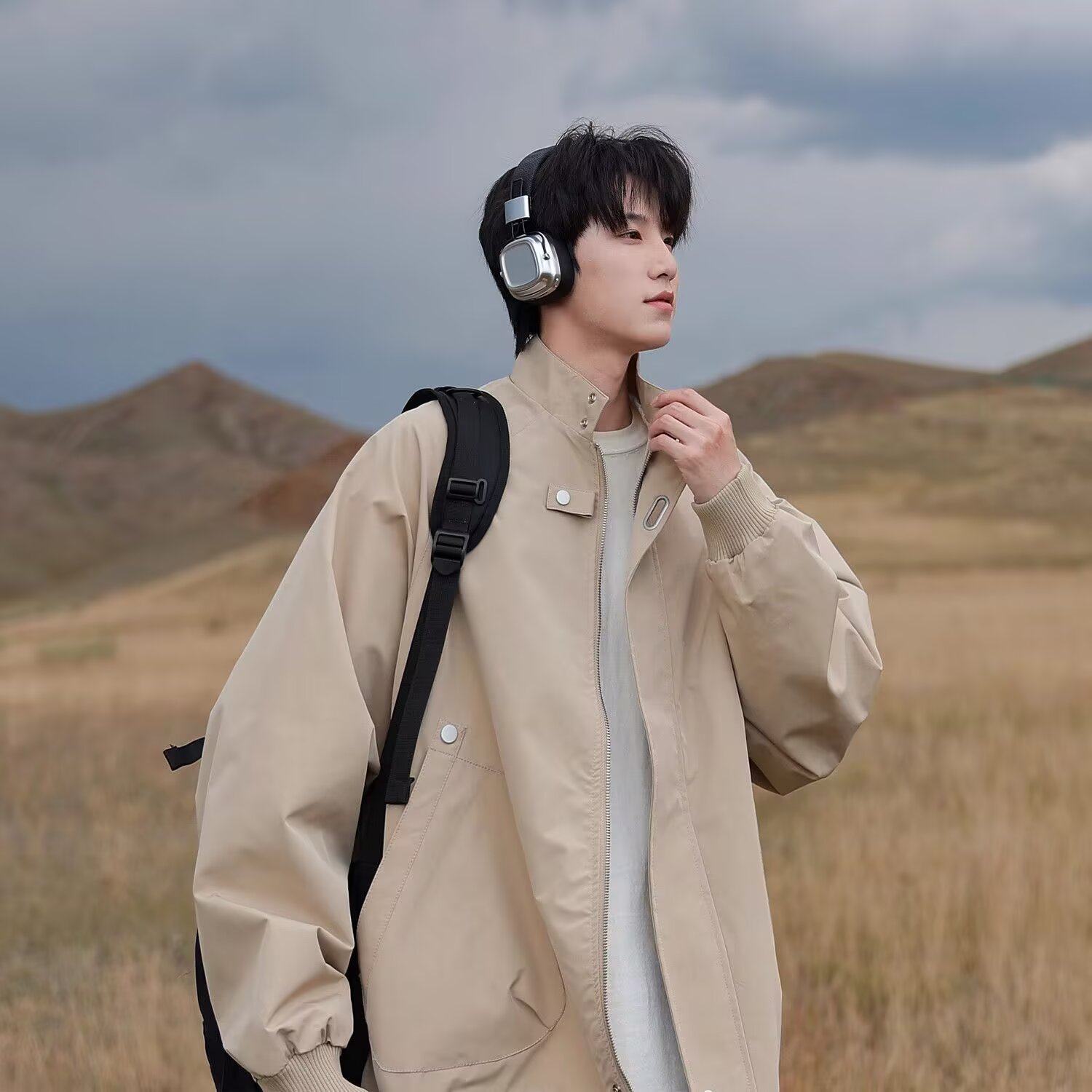 日系夹克外套男春季设计感潮流休闲百搭立领防风飞行员棒球服上衣,男装,夹克,淘宝优惠券,粉丝福利购,淘宝优惠卷