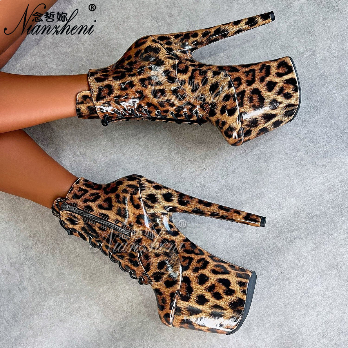 20厘米超高跟鞋恨天高细跟防水台大码情趣低筒短靴模特走秀钢管舞