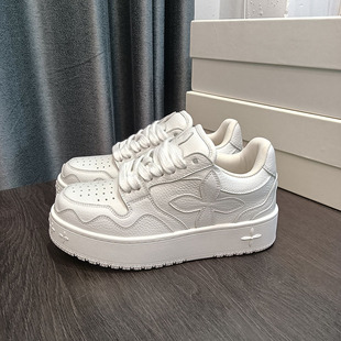 SMFK大牙滑板鞋Tooth复古休闲小白鞋厚底低帮十字花熊猫鞋+送鞋带