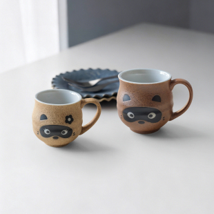 日本制狸猫咖啡马克杯茶杯情侣对杯生日礼物