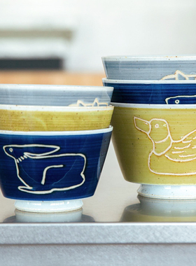 日本制和风亲子饭碗咖喱饭盖浇饭丼碗汤碗荞麦面碗甜点蜜饯盘