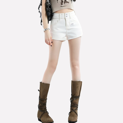 复古牛仔短裤女2025夏季夏款薄款高腰弹力a字包臀辣妹热裤短裤子