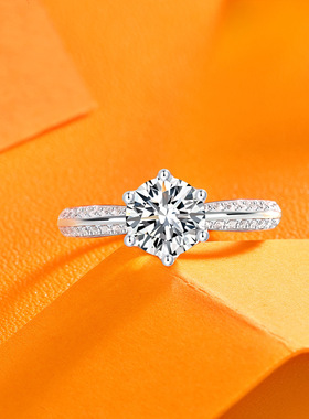 S925银莫桑石6爪婚戒女士时尚