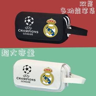 足球皇马巴萨AC米兰曼联国周边动漫笔袋男女初中小学生卡通文具盒