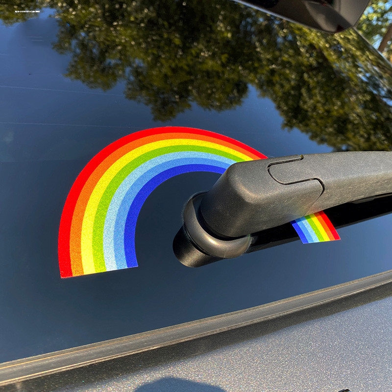 个性创意彩虹F1安全汽车内饰装饰贴纸车身车窗尾翼改装车贴反光贴