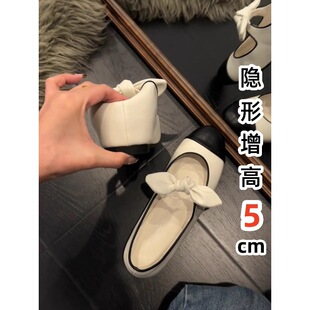 真皮~内增高5cm小香风玛丽珍鞋女芭蕾舞平底鞋子法式高级感单鞋女