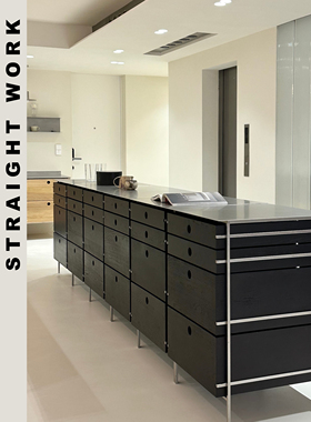 STRAIGHT原创黑色橡木斗柜餐边柜收纳柜实木极简不锈钢多功能柜子