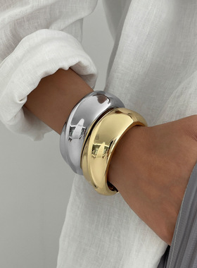 欧美饰品高级设计感光面镯子Bracelet不规则几何开口首饰手镯