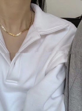 欧美ins风光面黄铜宽版链条项链气质锁骨链choker