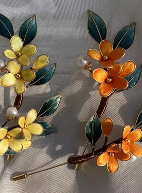 花想绒非遗绒花胸针中秋桂花发夹