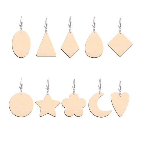 6.1儿童节亲子节手工diy民族风原木片木质耳环女耳坠彩绘耳饰