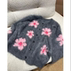 芬妮 毛衣女秋冬款 樱花 100羊毛拉毛拉绒开衫